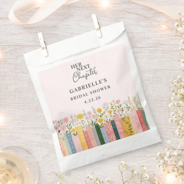 Her Next Chapter Floral Storybook Favor Bag (Clipped)