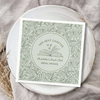 Her Next Chapter Green Book Club Bridal Shower Napkins