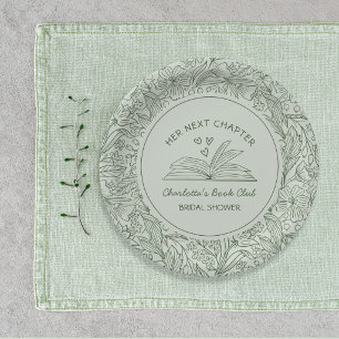 Her Next Chapter Green Book Club Bridal Shower Paper Plates