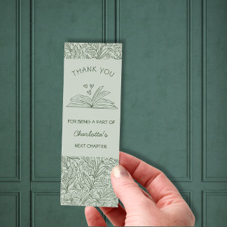 Her Next Chapter Green Bridal Shower Thank You Bookmarks