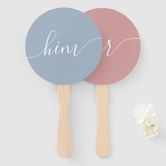 Her Or Him Baby Shower Game Hand Fan (Front and Back)