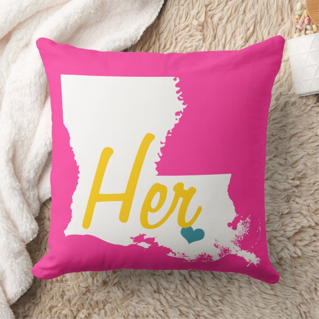 Her or His Louisiana State Floral  Throw Pillow (Blanket)