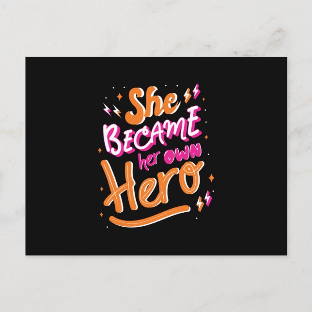 Her own hero postcard (Front)