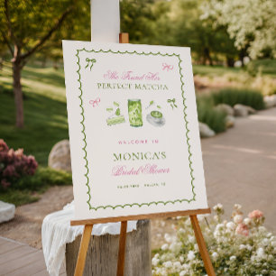 Her Perfect Matcha Bow Bridal Shower Welcome Sign