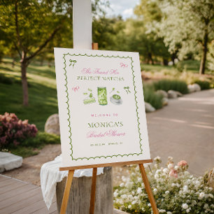 Her Perfect Matcha Bow Bridal Shower Welcome Sign