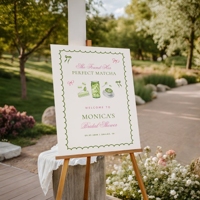 Her Perfect Matcha Bow Bridal Shower Welcome Sign (Creator Uploaded)