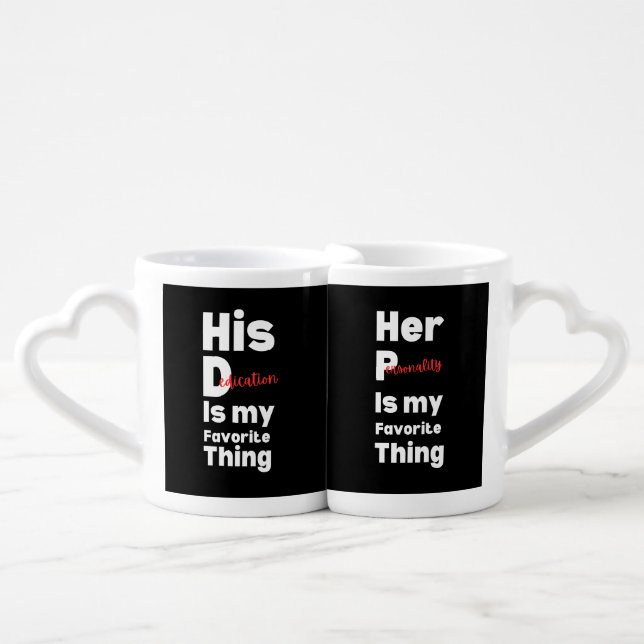 Her Personality/His Dedication matching couple  Coffee Mug Set (Front Nesting)