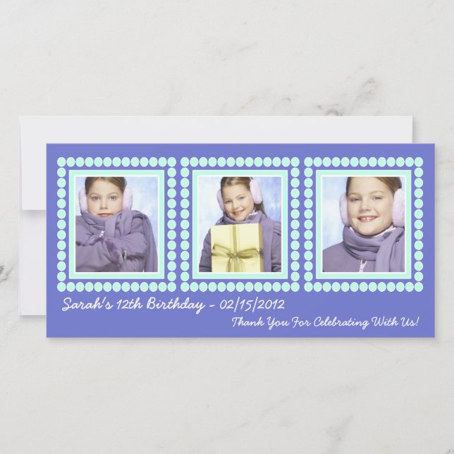 Her Photo in Lights Purple Birthday Diva Thank You Card (Front)