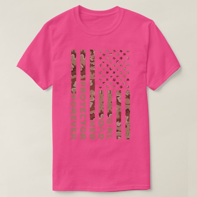 Her Protector Forever Funny Fathers Day Camoue Fla T-Shirt (Design Front)