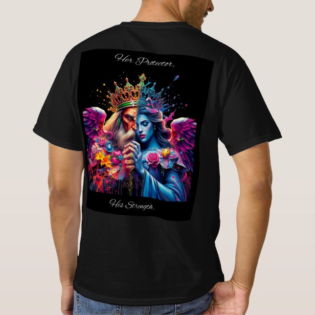 Her Protector His Strength  T-Shirt (Back)