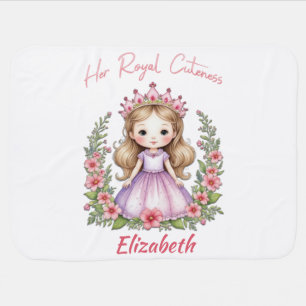 Her Royal Cuteness Princess Pink Baby Blanket