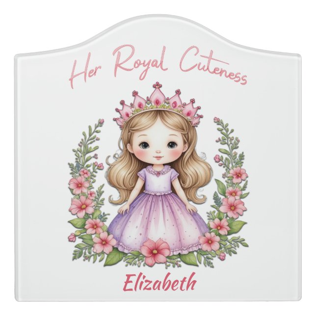 Her Royal Cuteness Princess Pink Door Sign (Large Crest Front)