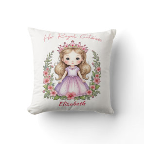 Her Royal Cuteness Princess Pink Throw Pillow