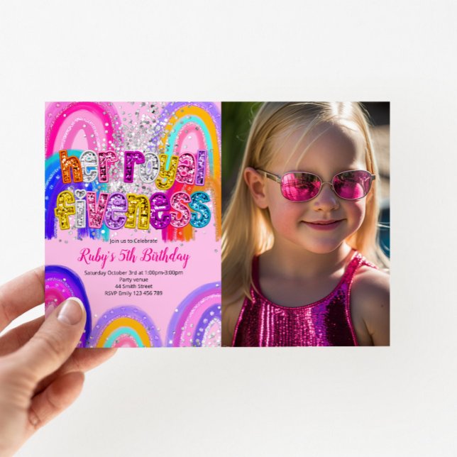 Her Royal Fiveness 5th BIrthday Photo Invitation (Creator Uploaded)