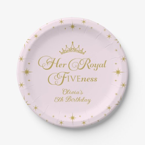 Her Royal Fiveness Gold Princess 5th Birthday Pape Paper Plates