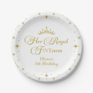 Her Royal Fiveness Gold Princess 5th Birthday Pape Paper Plates