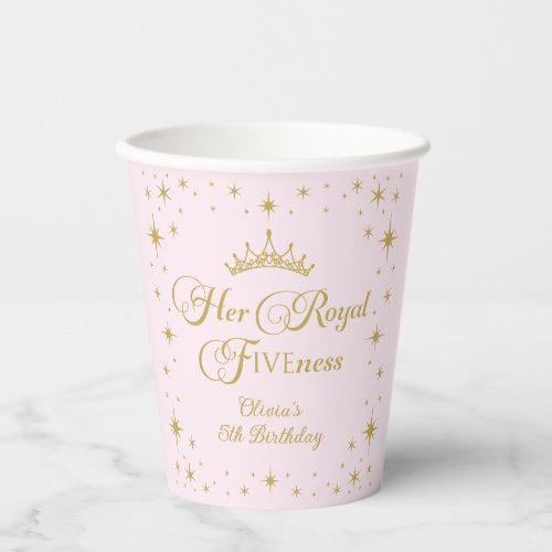 Her Royal Fiveness Gold Princess 5th Birthday Paper Cups