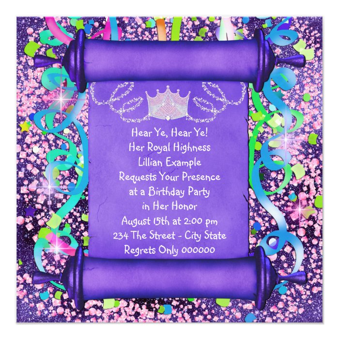 Her Royal Highness Princess Birthday Party Custom Invites