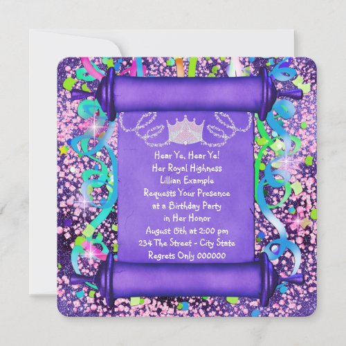 Her Royal Highness Princess Birthday Party Custom Invites