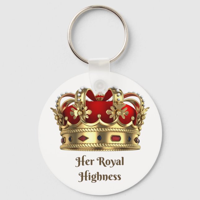 Her Royal Highness Red and Golden Royalty Crown Keychain (Front)