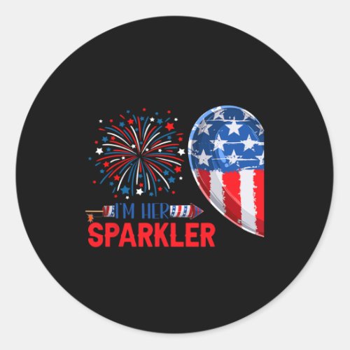 Her Sparkler 4th Of July Funny Couple Costume Patr Classic Round Sticker