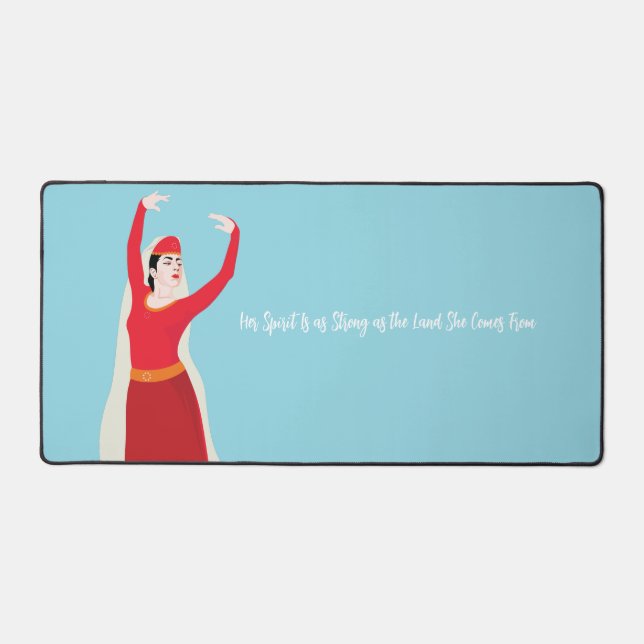 Her Spirit Is as Strong as the Land She Comes From Desk Mat (Front)