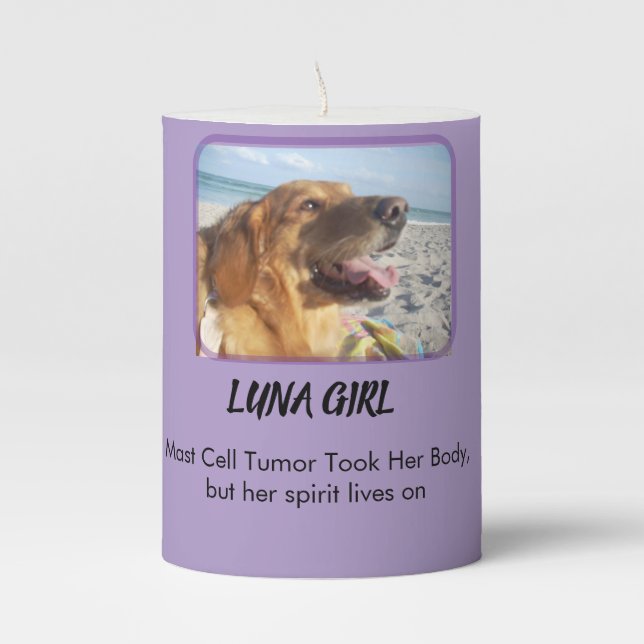 Her Spirit Shines in Purple Pillar Candle (Front)