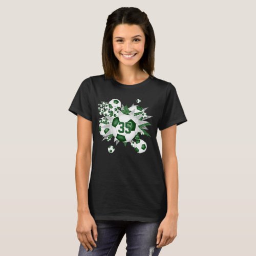 her team jersey number soccer balls stars green T_Shirt