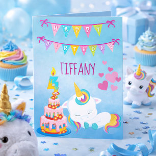 Her Unicorn Magical 4th Birthday Card