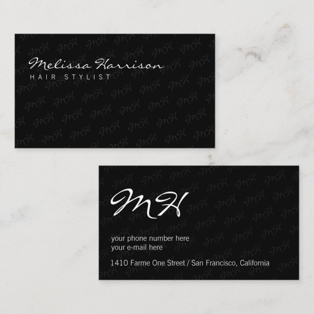 her unique attractive modern professional gray business card (Front/Back)