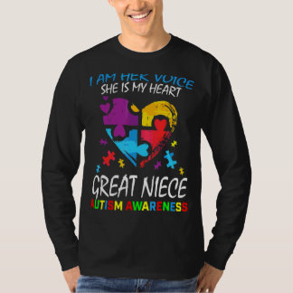 Her Voice My Heart Great Niece Autism Awareness Au T-Shirt