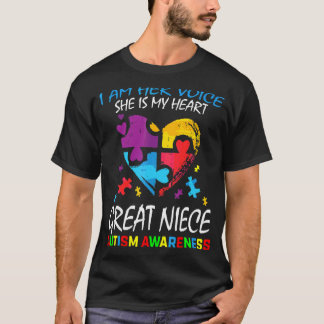 Her Voice My Heart Great Niece Autism Awareness Au T-Shirt