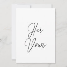 Her Vow Card | Wedding Vow Booklet for Bride