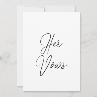 Her Vow Card | Wedding Vow Booklet for Bride