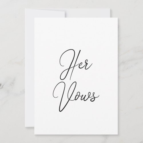 Her Vow Card  Wedding Vow Booklet for Bride