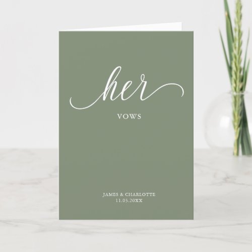 Her Vows Card Minimalist Script Sage Green