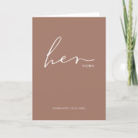 Her Vows Card Minimalist Script Vows Dusty Rose