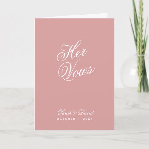 Her Vows Dusty Rose Wedding Pink Vow Book  Card