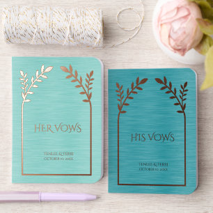 Her Vows His Vows Light Dark Turquoise Metallic Foil Vow Books