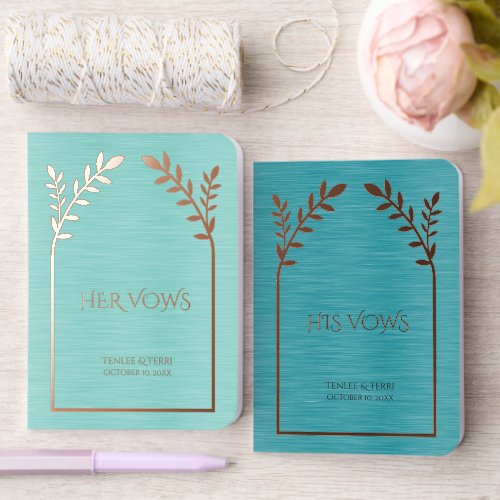 Her Vows His Vows Light Dark Turquoise Metallic Foil Vow Books