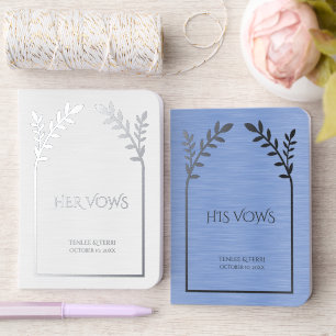 Her Vows His Vows White and Blue Silver Foil Vow Books