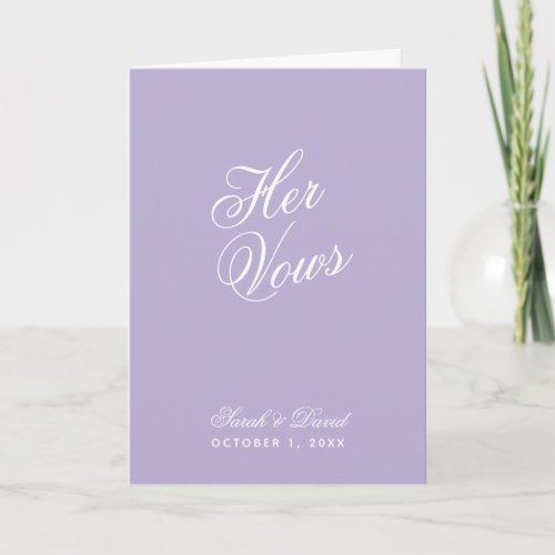 Her Vows Lavender Wedding Purple Vow Book  Card