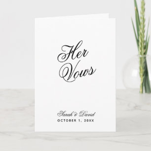 Her Vows Minimalist Simple Wedding Vow Book Card