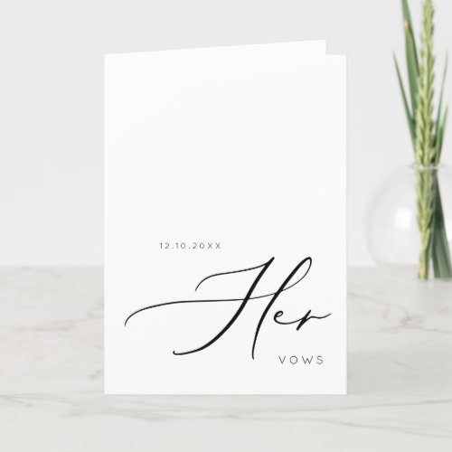 Her Vows Modern Minimalist Wedding Vows Card