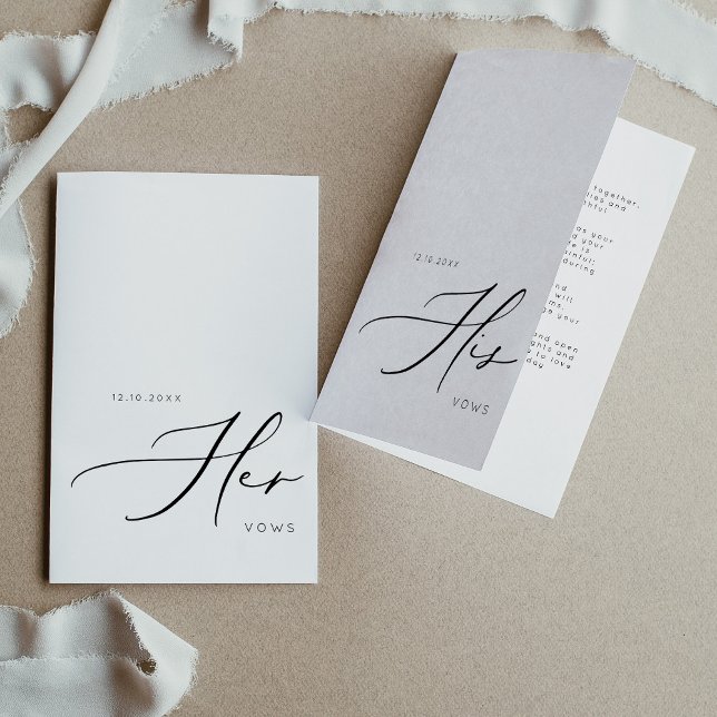 Her Vows Modern Minimalist Wedding Vows Card (Creator Uploaded)