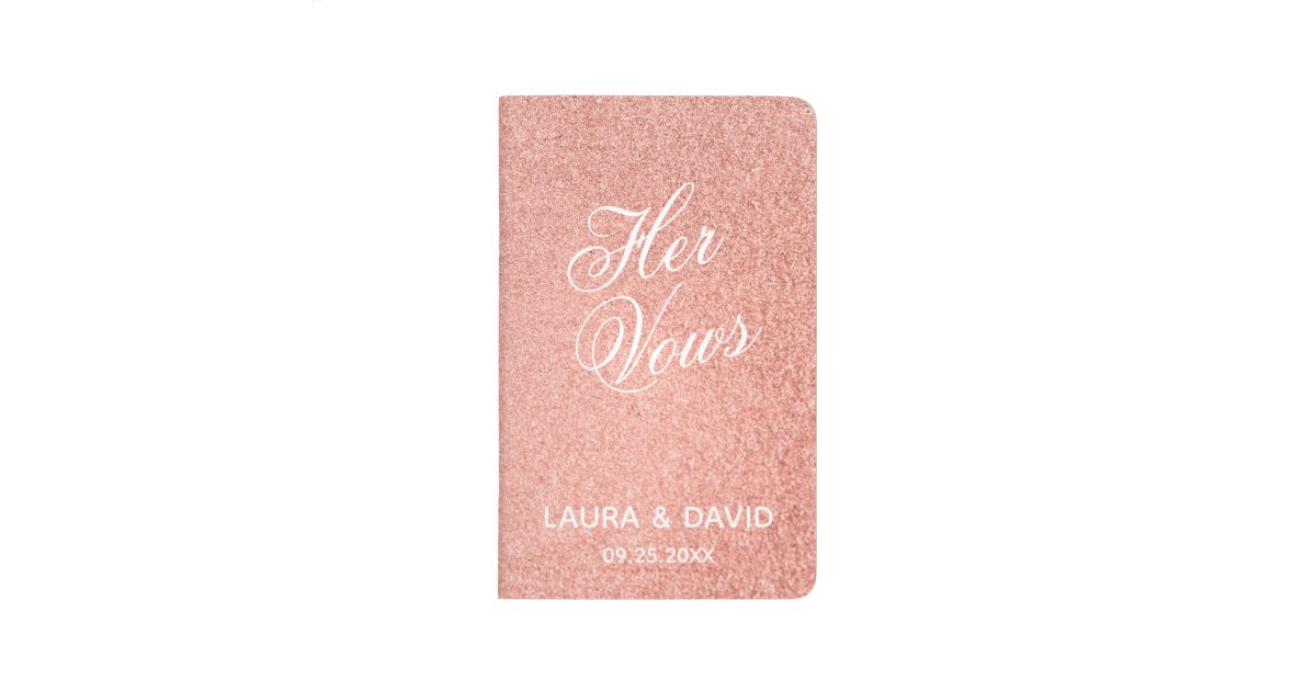 Her Vows Rose Gold Glitter Pink Wedding Book | Zazzle