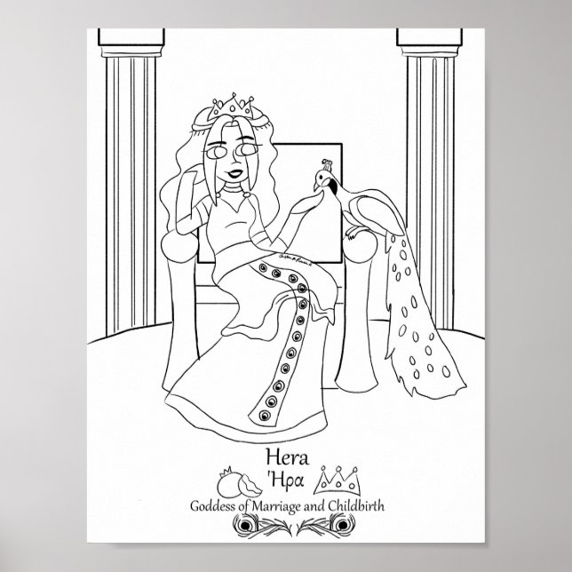 Hera Coloring Page Print (Front)