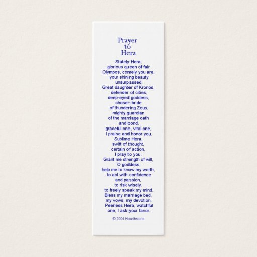 Customizable Hera Prayer Card Business Card Templates
