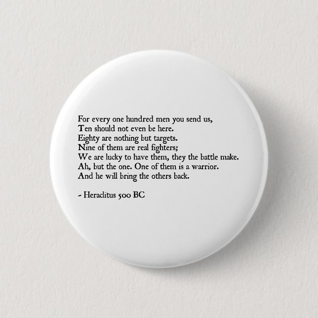 Heraclitus Quote Button (Front)