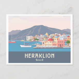 Heraklion Greece Pastel Travel – Venetian Harbor Postcard